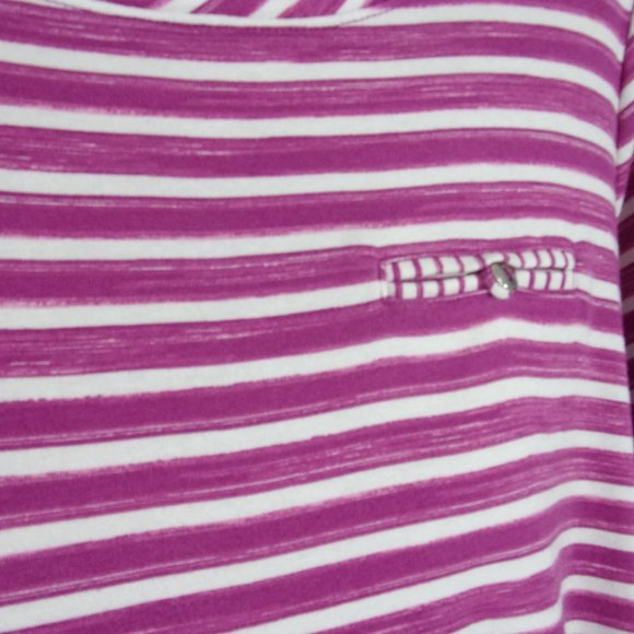 Croft & Barrow 100% Cotton Fuchsia White Striped Knit Top NWOT Size XL - Picture 3 of 4